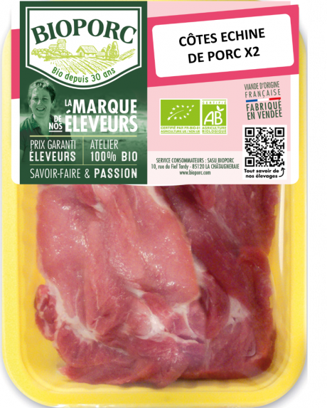 Côtes de porc échine avec os x2 