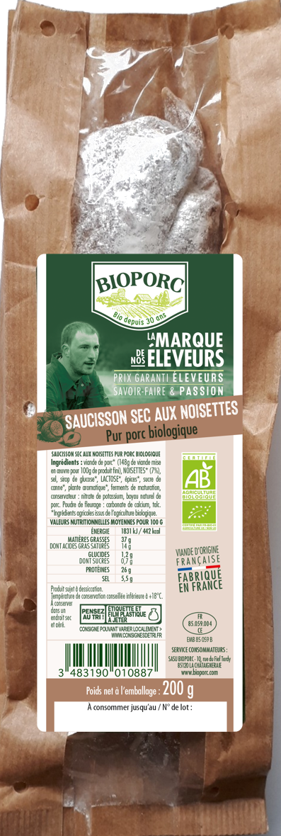 Saucisson sec aux noisettes