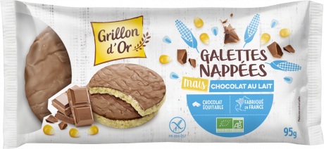 Galettes maïs nappees chocolat au lait sans gluten 95g GO AB