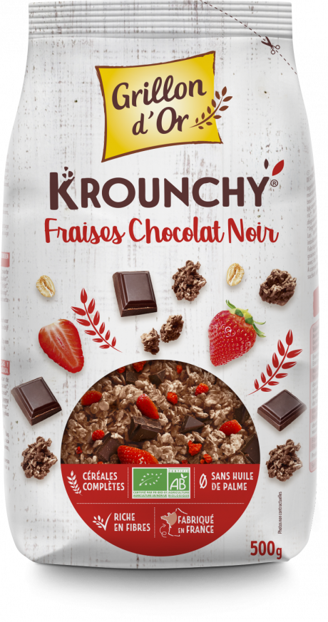 Krounchy fraises chocolat noir 500g GO AB