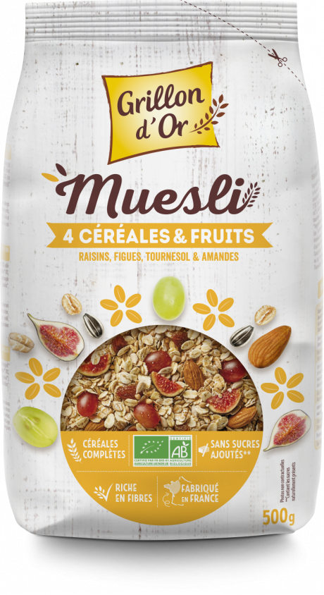 Muesli 4 cereales & fruits 500g GO AB
