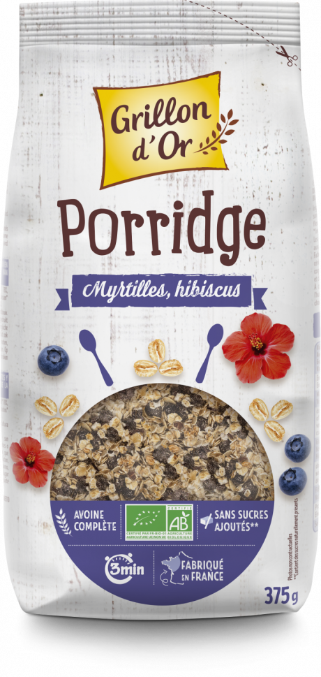 Porridge myrtilles hibiscus 375g GO AB