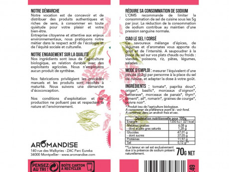 Substitut de sel ciao le sel ! corse Aromandise