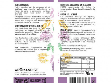 Substitut de sel ciao le sel ! acidule Aromandise