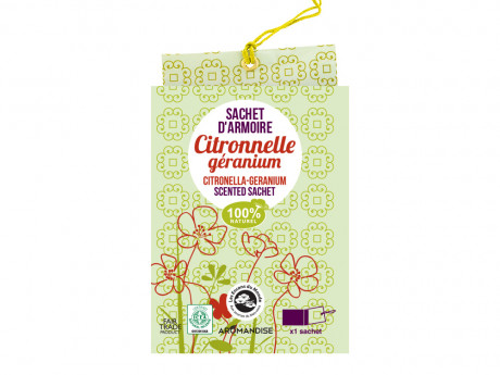 Sachet parfume citronnelle-geranium, encens d'été Aromandise