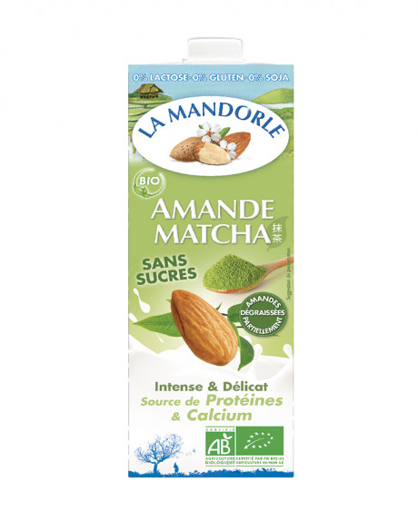 Lait d'Amande Matcha sans sucres source de protéines et calcium
