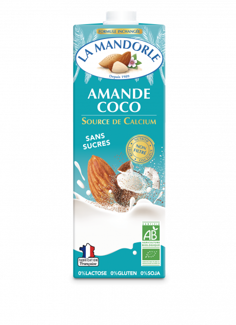 Lait d'Amande Coco sans sucres source de Calcium