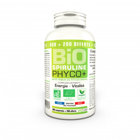 Spiruline bio 500 mg phyco+ 1000 comprimés