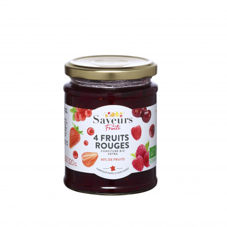 Confiture Extra 60% fruits - Quatre fruits rouges bio 320g. 