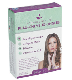 Formule Beauté Peau Ongles Cheveux - Acide Hyaluronique 120 mg - Collagène Marin - Vitamine C - Vitamine E - Vitamine A - Sélénium - 30 comprimés