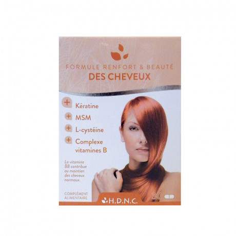 Formule Renfort et beauté des cheveux - Kératine - MSM - L-Cysteine et Complexe de Vitamines B - 30 comprimés