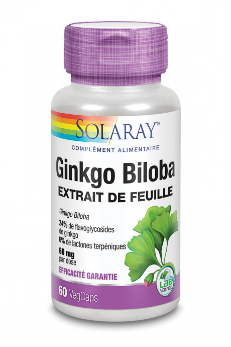 Ginkgo Biloba standardisé - 60 mg - 60 caps. vég.