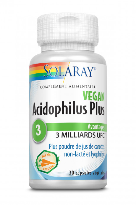 Acidophilus plus jus de carotte (non lacté) - 30 caps. Vég. VEGAN