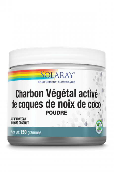 Charbon végétal activé de coques de noix de coco (poudre) - Pot 150g