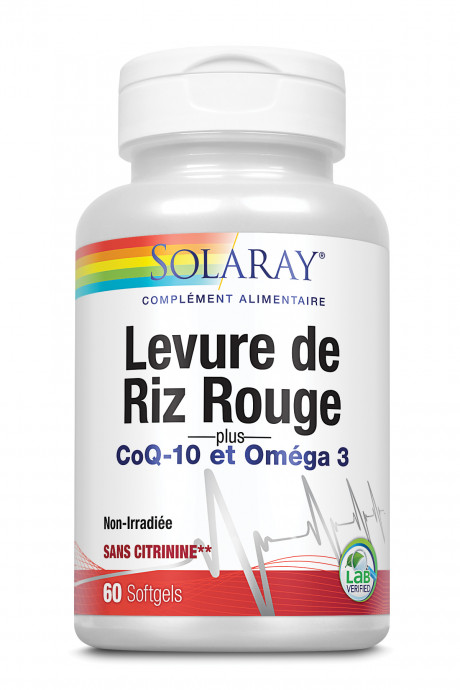 Levure de riz rouge + Co Q10 + Oméga 3 - 600 / 30 / 500 mg - 60 softgels