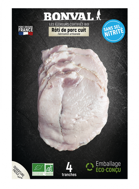 Rôti de porc cuit sans sel nitrité x 4 tranches