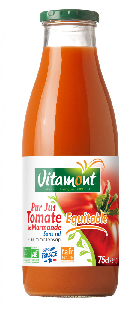 Pur jus de tomate de Marmande équitable sans sel France bio 75cl