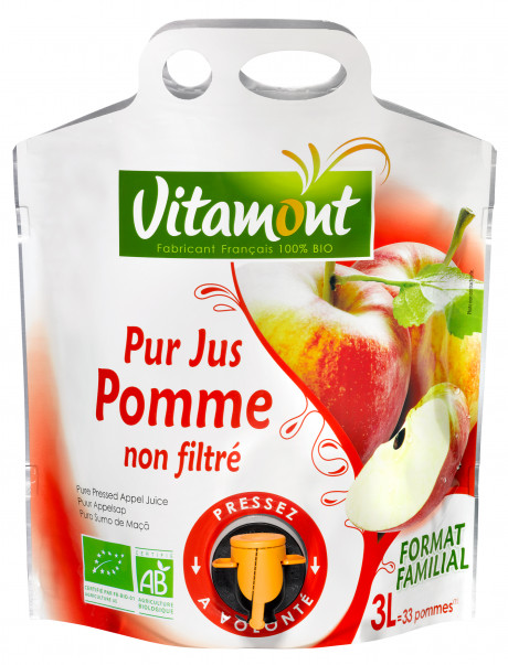 Pur jus de pomme non filtré bio 3L