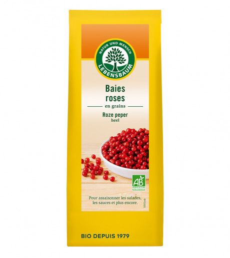 Baies roses, en grains