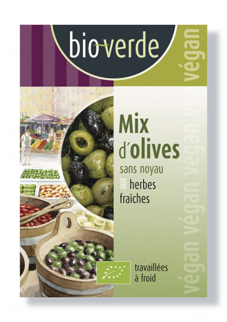 Mix d'olives vertes & noires sans noyau 150 g