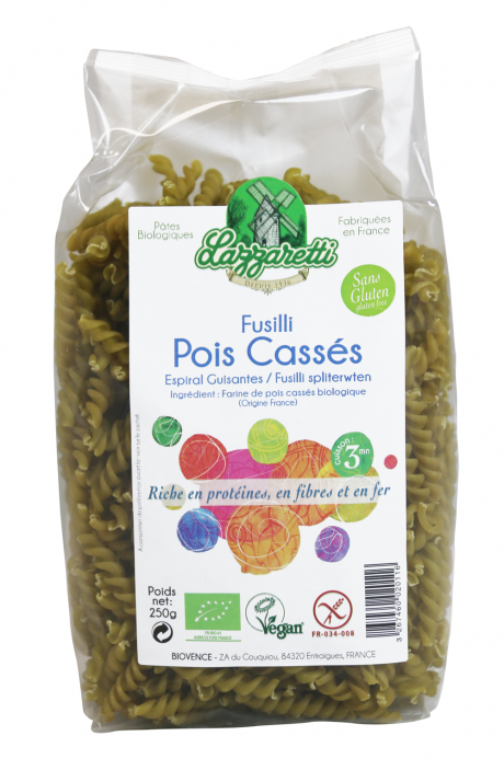 Fusilli 100% Pois Cassés Vegan 250g France