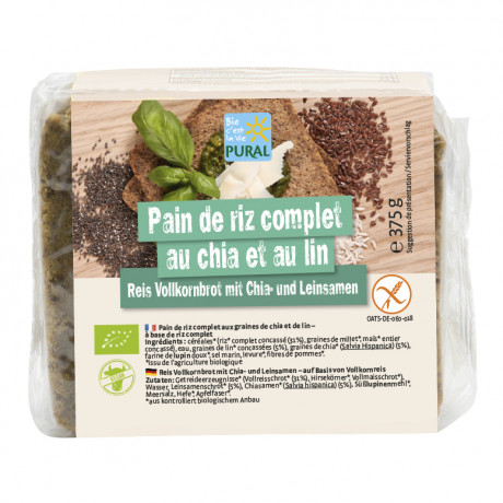 Pain de riz complet au chia et au lin sans gluten