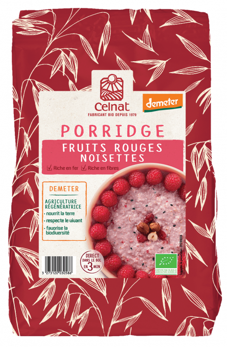 Porridge Fruits Rouges Noisettes Demeter
