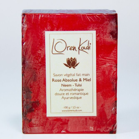 Savon ayurvédique végétal fait main "Rose absolue & miel"