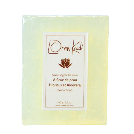 Savon ayurvedique végétal fait main "A fleur de peau Hibiscus Aloevera"
