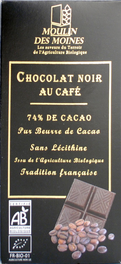 CHOCOLAT NOIR 74% CAFE 100G AB