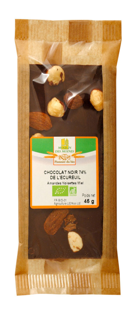 CHOCOLAT NOIR 74% ECUREUIL 45G AB