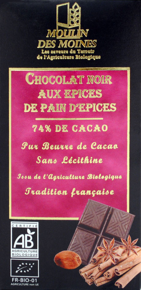 CHOCOLAT NOIR 74% EPICES 100G AB