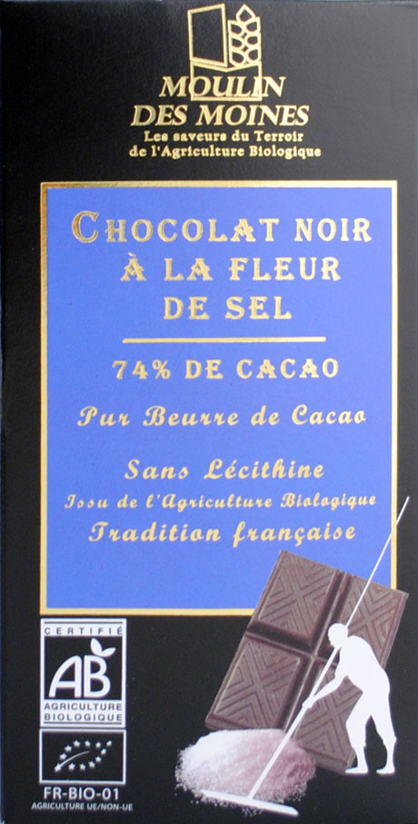 CHOCOLAT NOIR 74% FLEUR DE SEL 100G AB