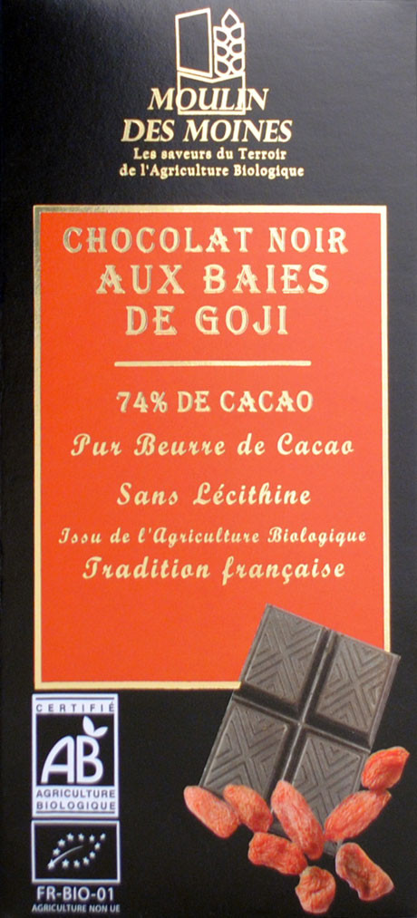 CHOCOLAT NOIR 74% GOJI 100G AB