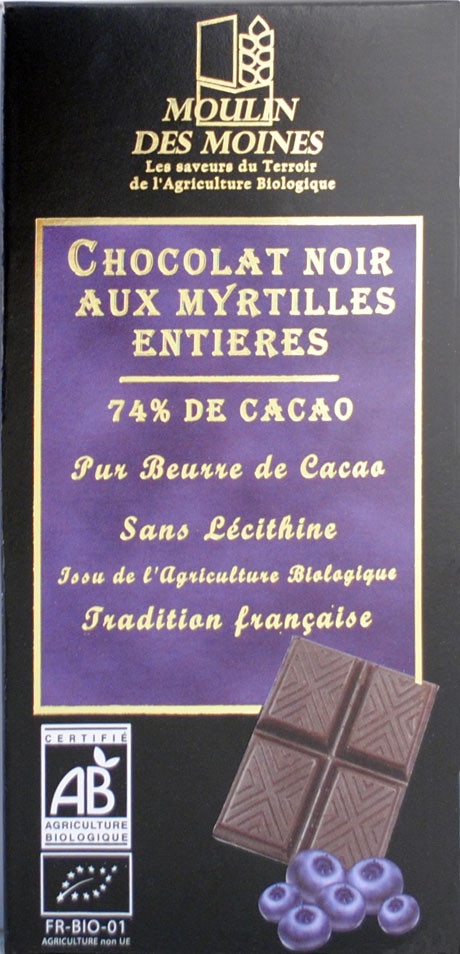 CHOCOLAT NOIR 74% MYRTILLES 100G AB