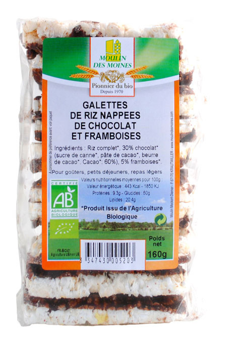 GALETTES RIZ CHOCO FRAMBOISE 150G AB