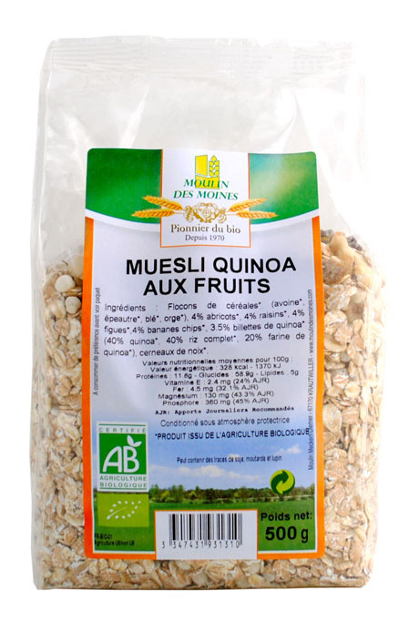 MUESLI QUINOA FRUITS 500G AB