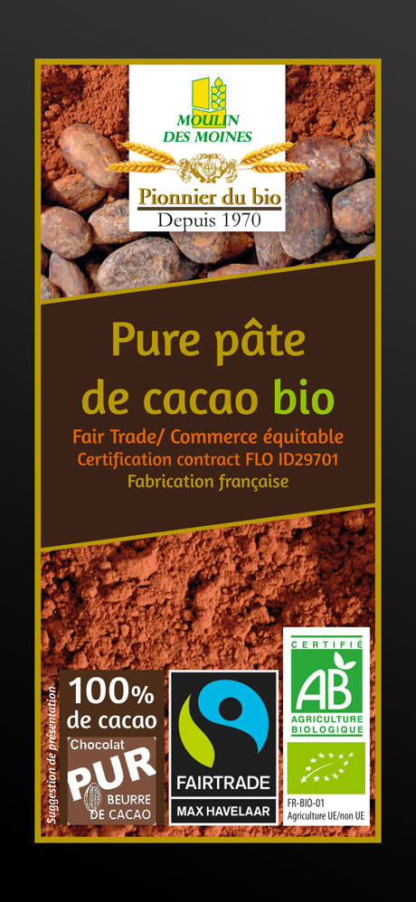 PURE PATE DE CACAO EQUITABLE 100G AB