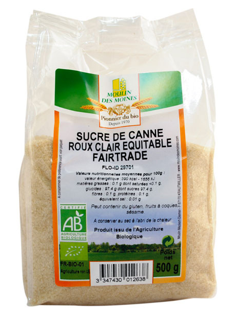 SUCRE CANNE ROUX CLAIR FAIR TRADE 500G AB