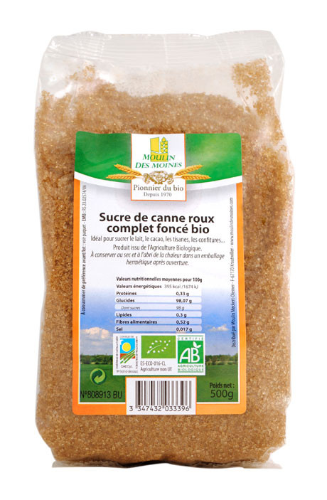 SUCRE CANNE ROUX COMPLET FONCE 500G AB